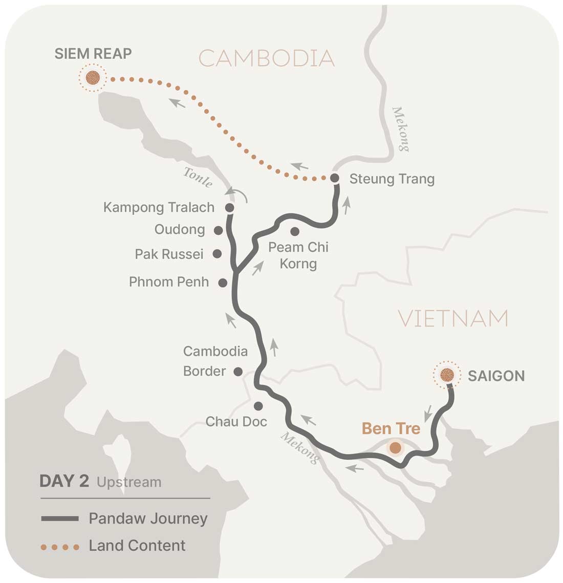 Upstream map for 2 - Ben Tre And The Fertile Waterways